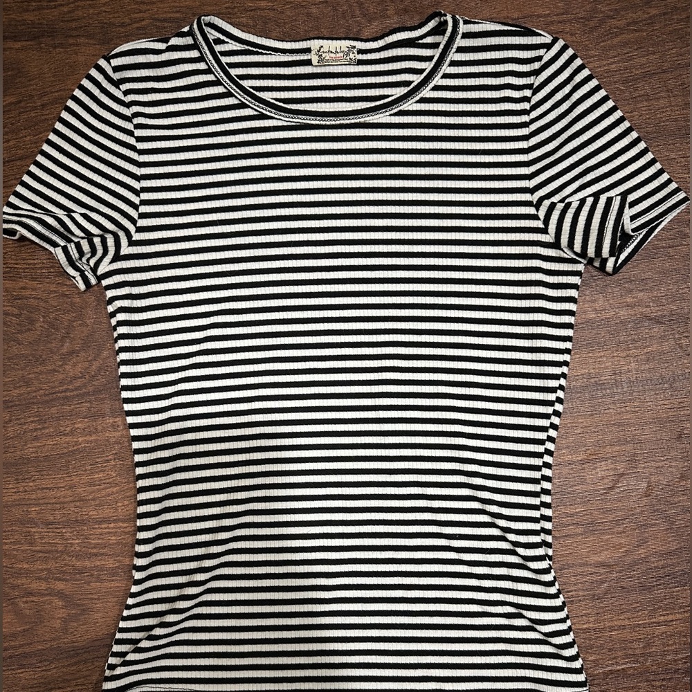 Free People Black & White Striped Tee Size XS